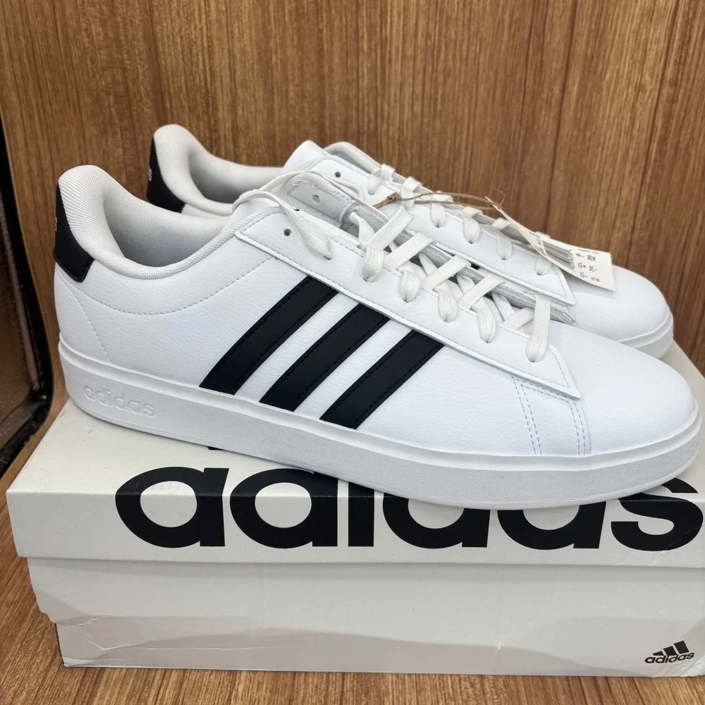 Adidas Grand Court 2.0 Mens 13 White Black GW9195 Low Top Sneakers